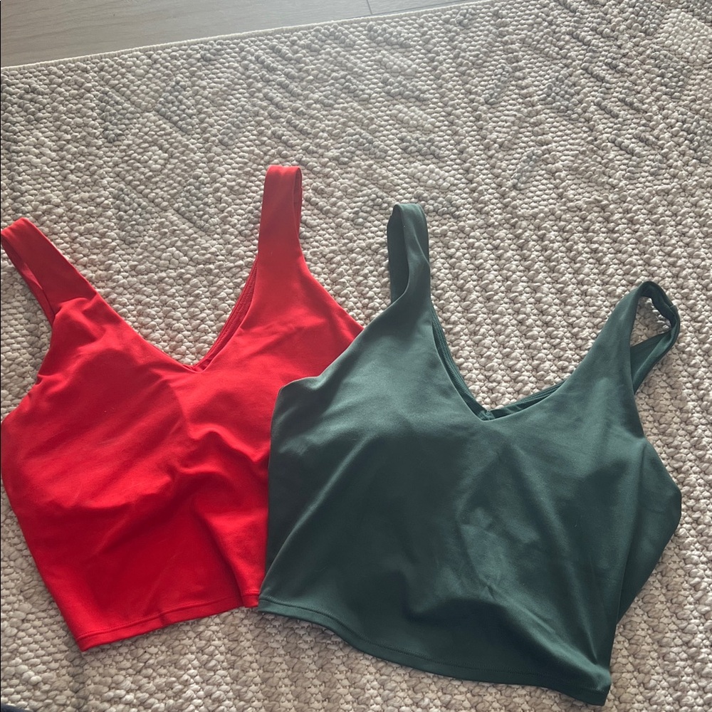 All in Motion Red and Green sports bras or tanks